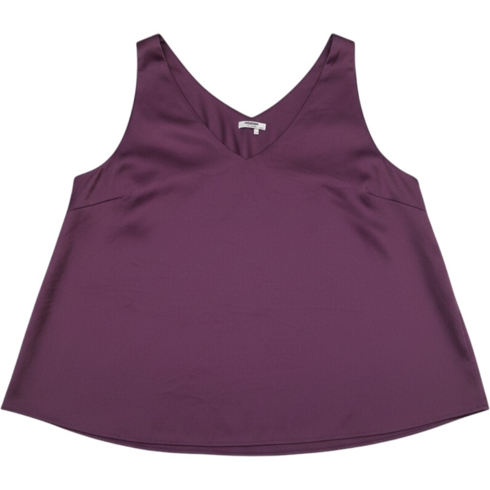 Zeagoo Womens Plum Purple V-Neck Sleeveless Satin Blouse Cami Top Plus Size XXXL